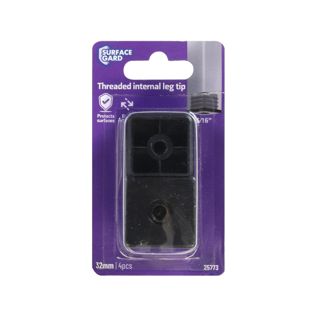 Surface Gard 32mm Black Threaded Internal Square Plastic End Closure 4 Pack - SuperSaverAU - view 4