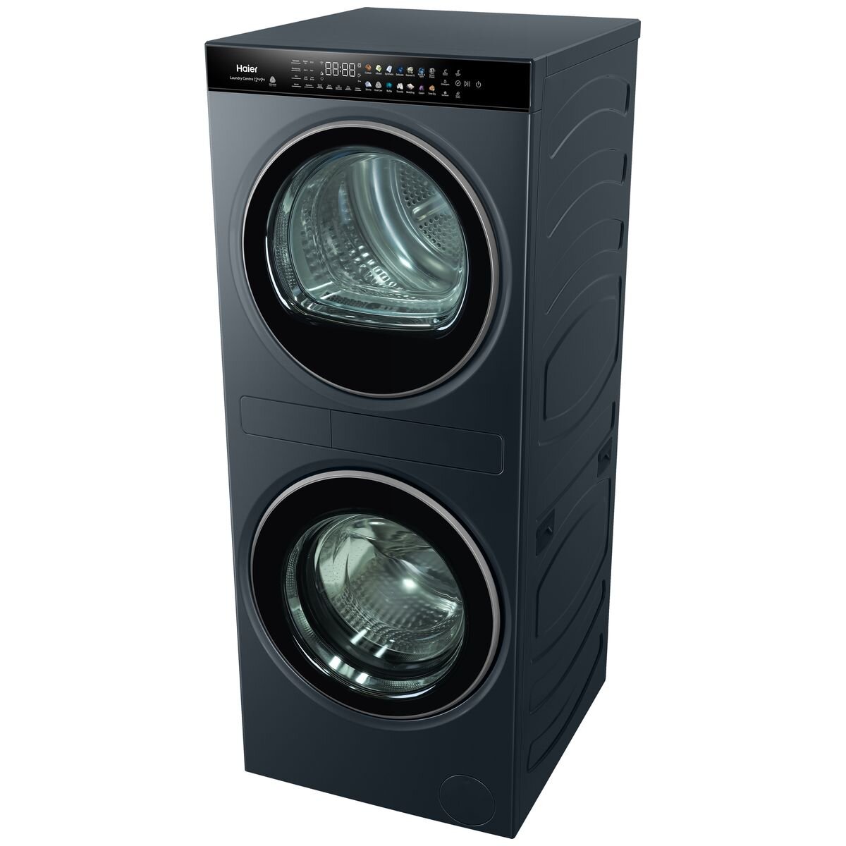Haier 12kg + 9kg Series 600 Laundry Centre - Stacked Washer and Heat Pump Dryer - Black - HLC1290CTB2
