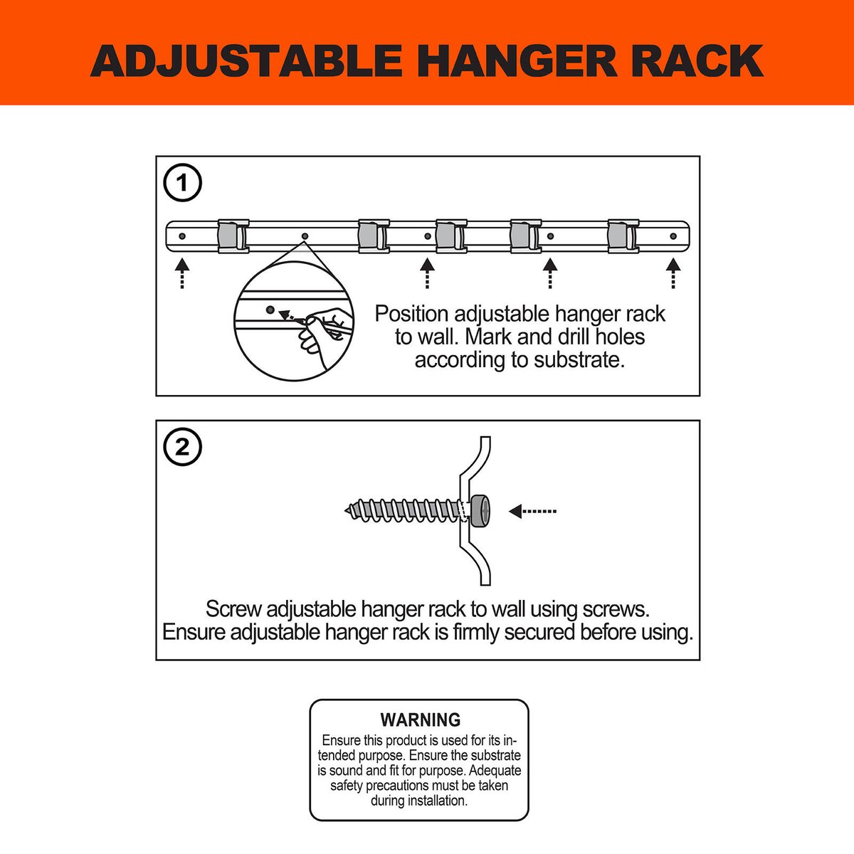Everhang 425mm 5-Bar Broom Holder Zinc Plated Steel