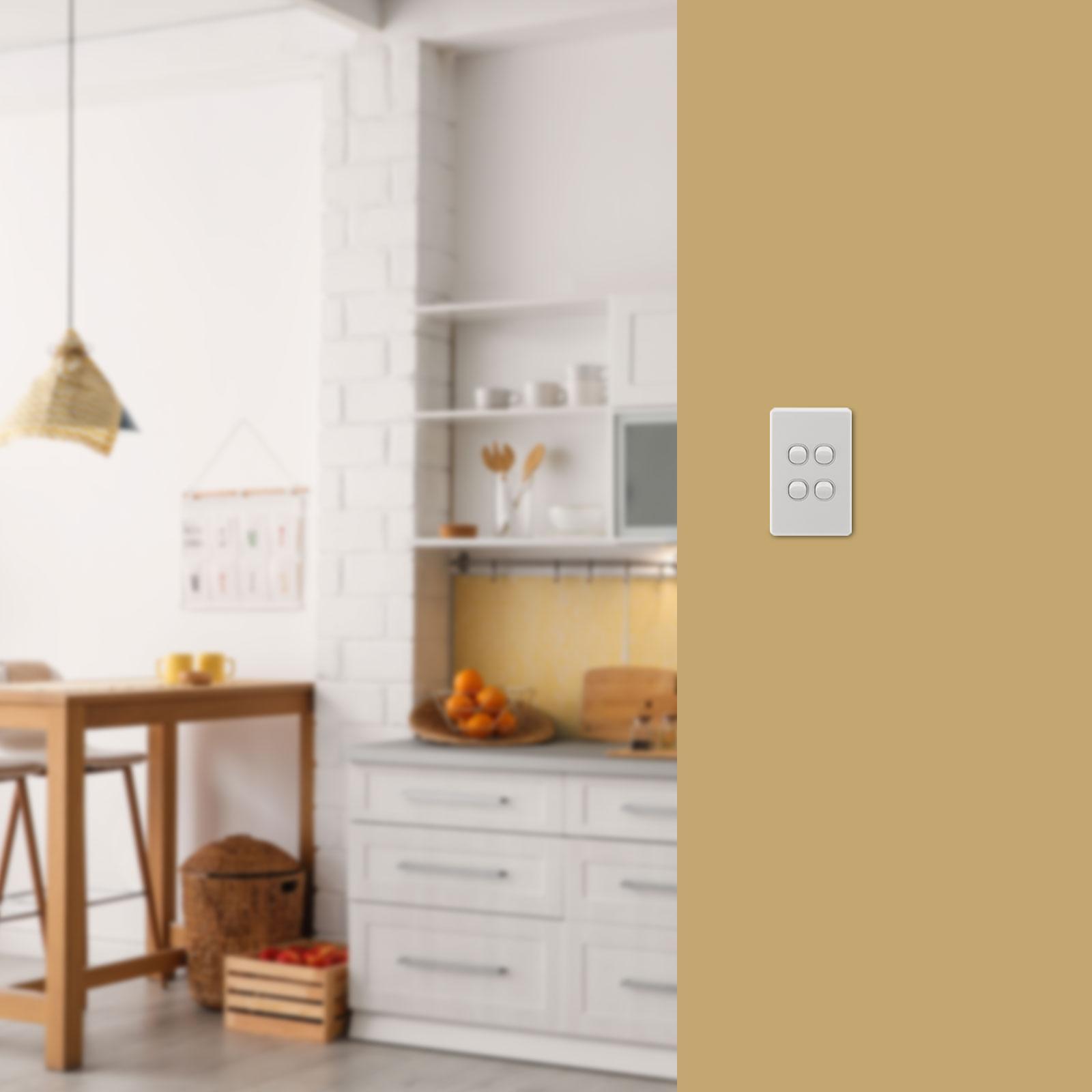 DETA S-Line Gloss White Quad Vertical Wall Switch 240V 10A 6364VB