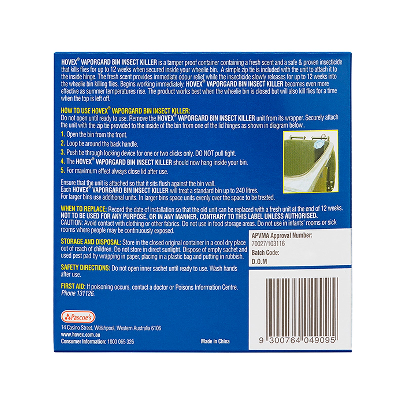 Hovex Vaporgard Bin Insect Killer