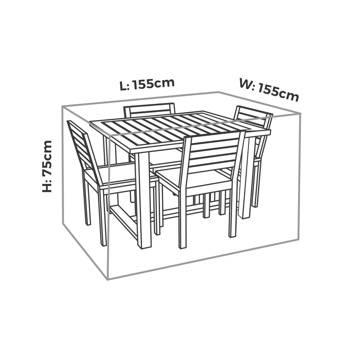 Mojo Square Table and Chairs All Weather Outdoor Furniture Cover UV Resistant