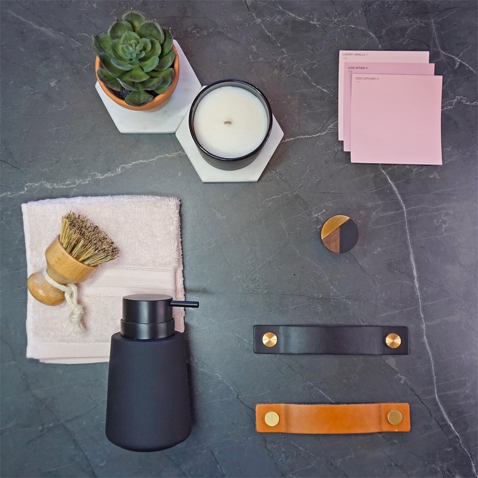 Lane 172mm Black Synthetic Leather Cabinet Handle