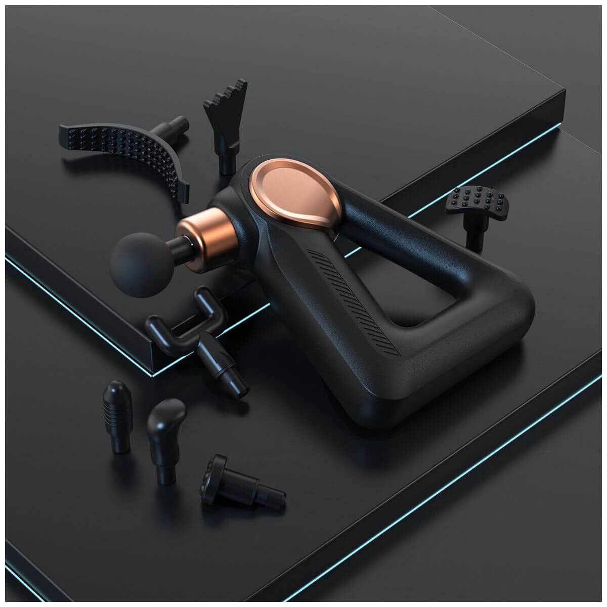 Fitsmart Cool Pulse Pro Massage Therapy Device - 32 Speeds, Cooling Head, 9 Attachments - 10004671