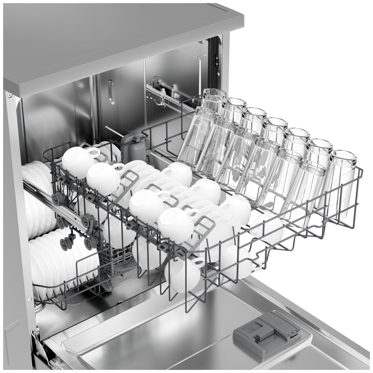 Haier 60cm 300 Series Freestanding Dishwasher - 13 Place Settings - Satina - Auto Wash Sensing - HDW13F0S1