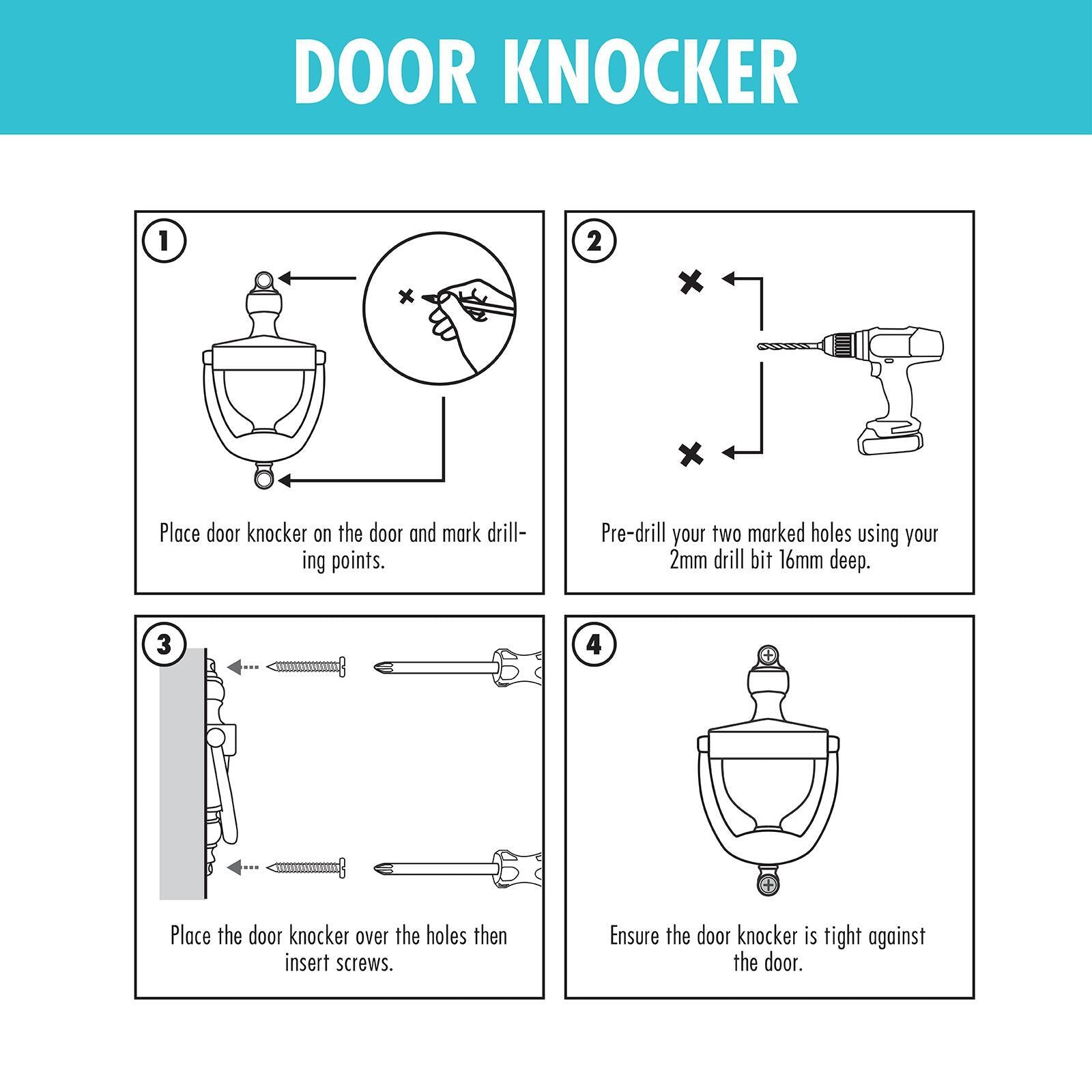 Adoored Satin Nickel 155mm Steel Door Knocker
