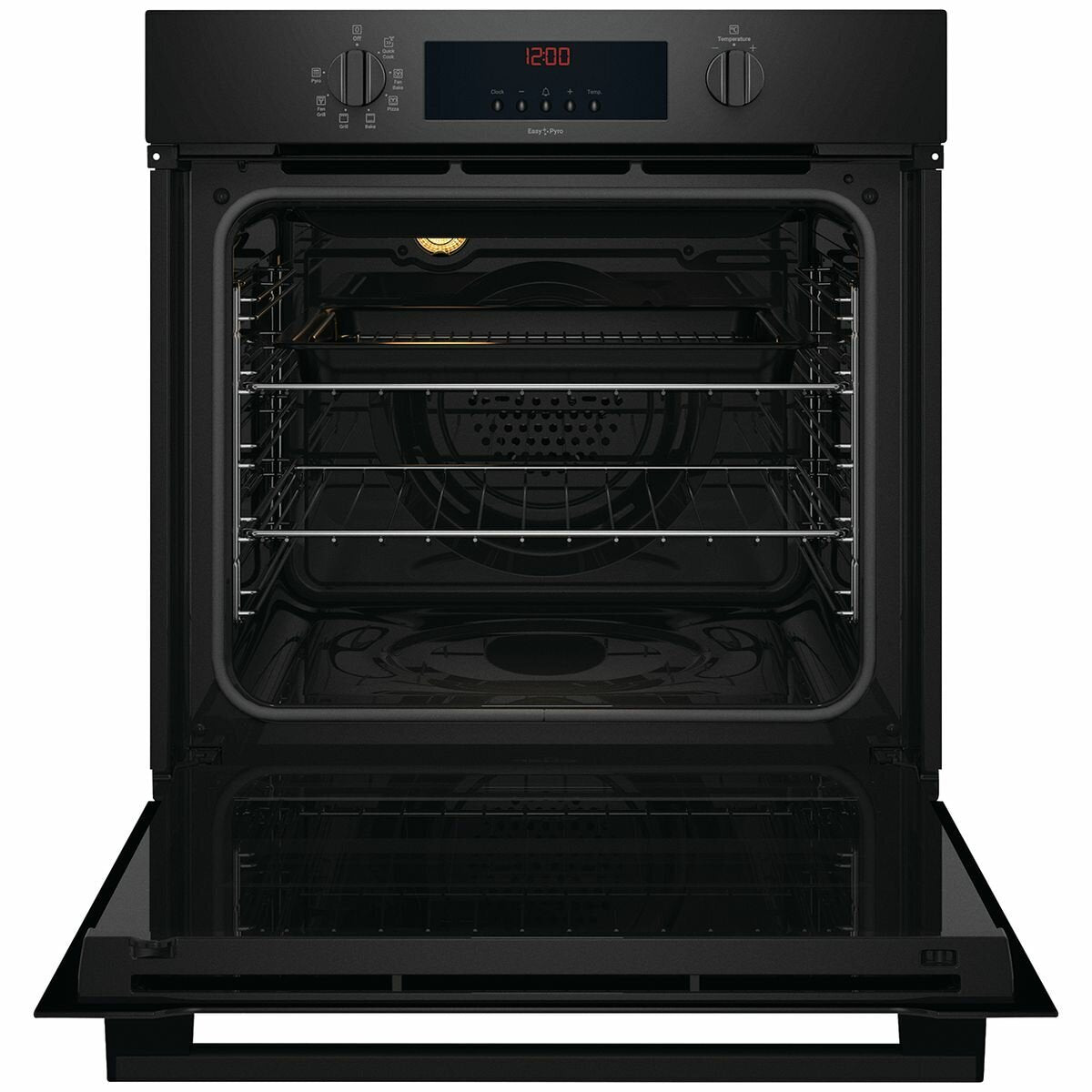Chef 60cm Electric Built-In Multi-Function Oven with Easy Pyro Clean - 80L, 7 Functions, Black - CVEP614DB