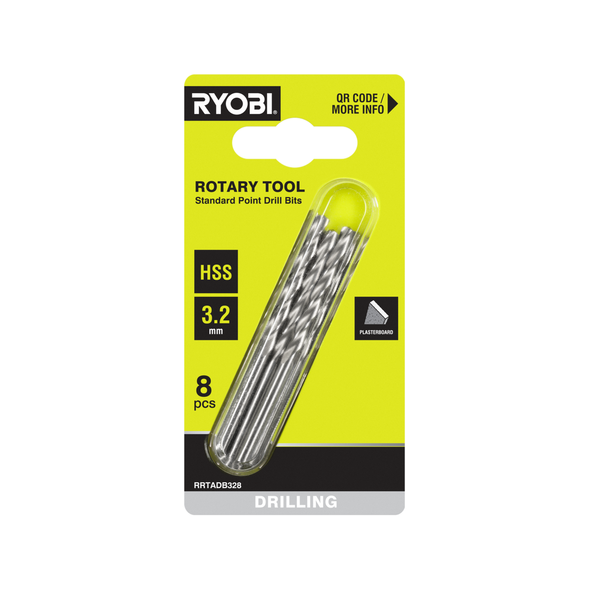 Ryobi Rotary Tool Drill Bit Set - 8 Piece - 3.2mm - Precision Drilling - SuperSaverAU - view 1