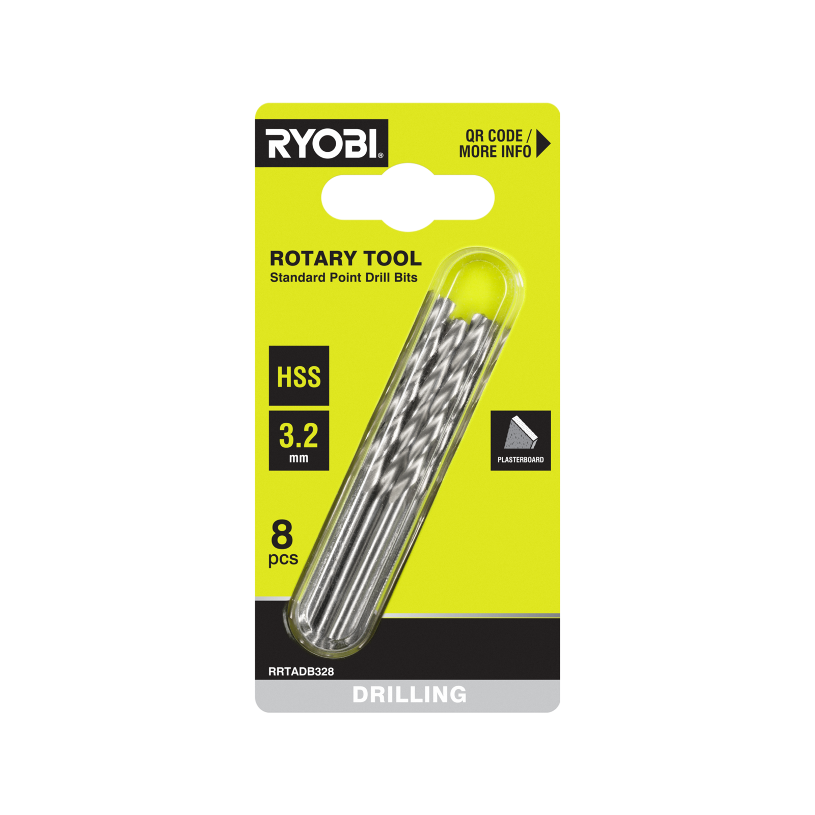Ryobi 3.2mm Rotary Tool Drill Bit Set - 8 Pack