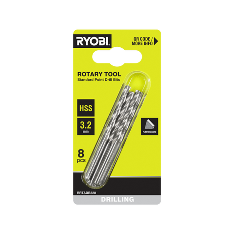 Ryobi 3.2mm Rotary Tool Drill Bit Set - 8 Pack