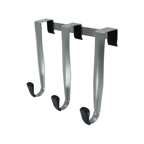 Adoored Satin Chrome 3 Hooks Over-The-Door Hook Rack