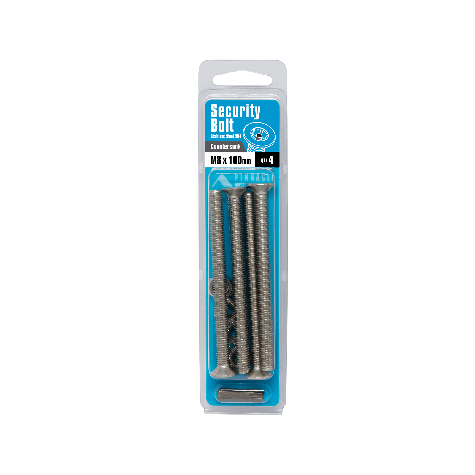 Pinnacle M8 x 100mm 304 Stainless Steel Security Bolts - 4 Pack