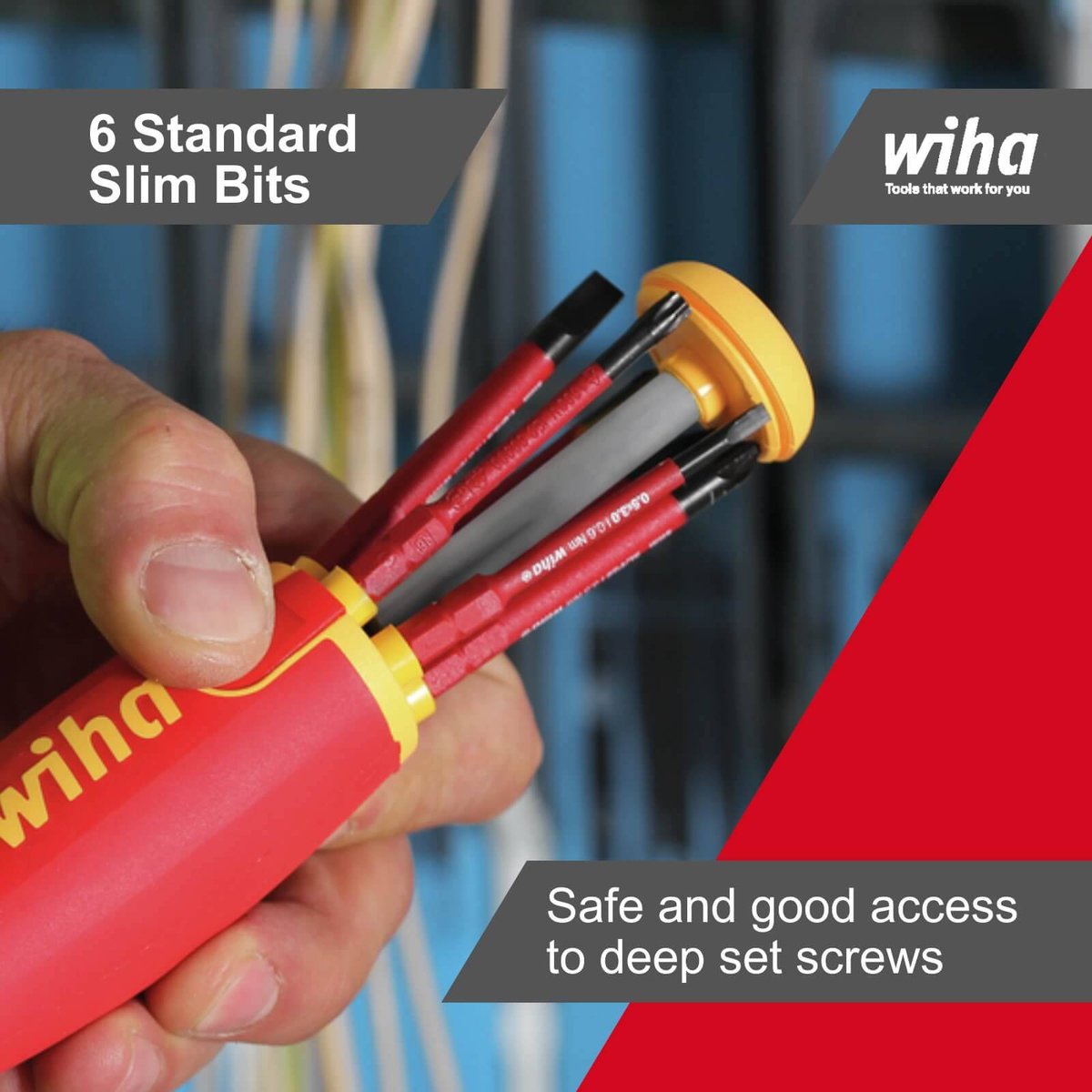 Wiha LiftUp Magazine Bit Holder Screwdriver VDE 1000V with Slim Bits