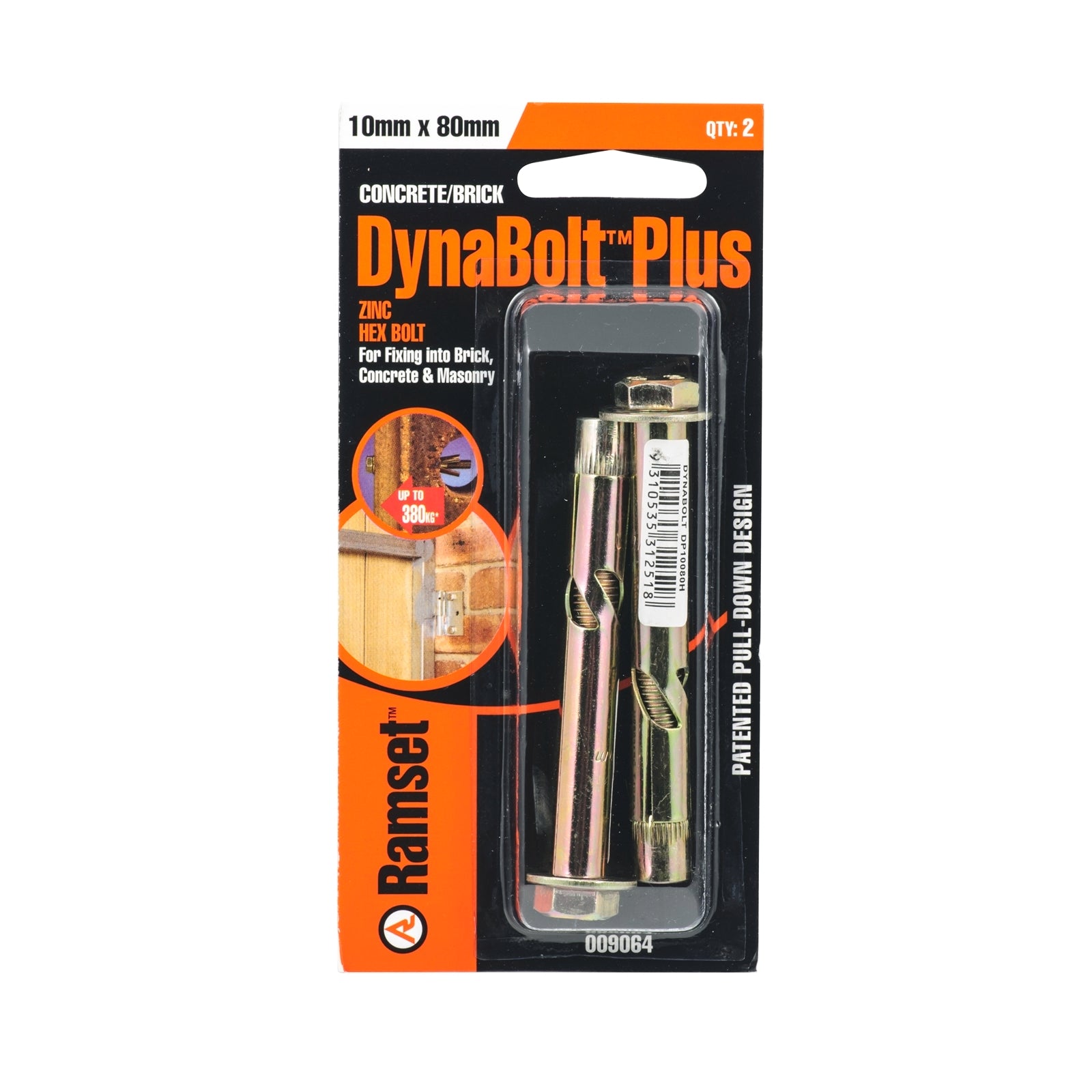 Ramset DynaBolt Plus 10 x 80mm Flush Masonry Sleeve Anchor, 2 Pack