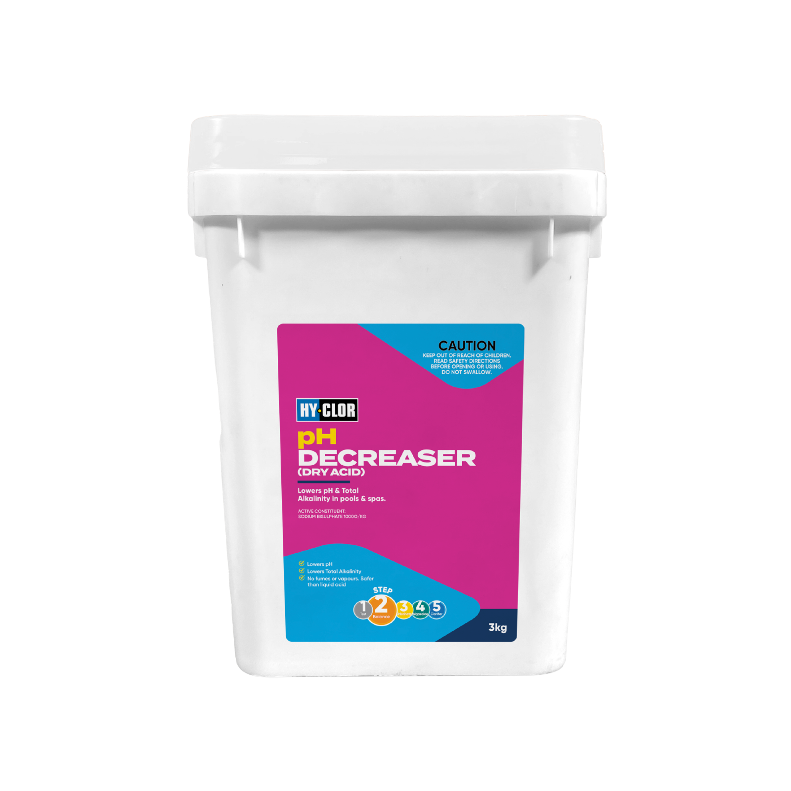 Hy-Clor Dry Acid pH Decreaser 3kg Sodium Bisulphate Hard Pack