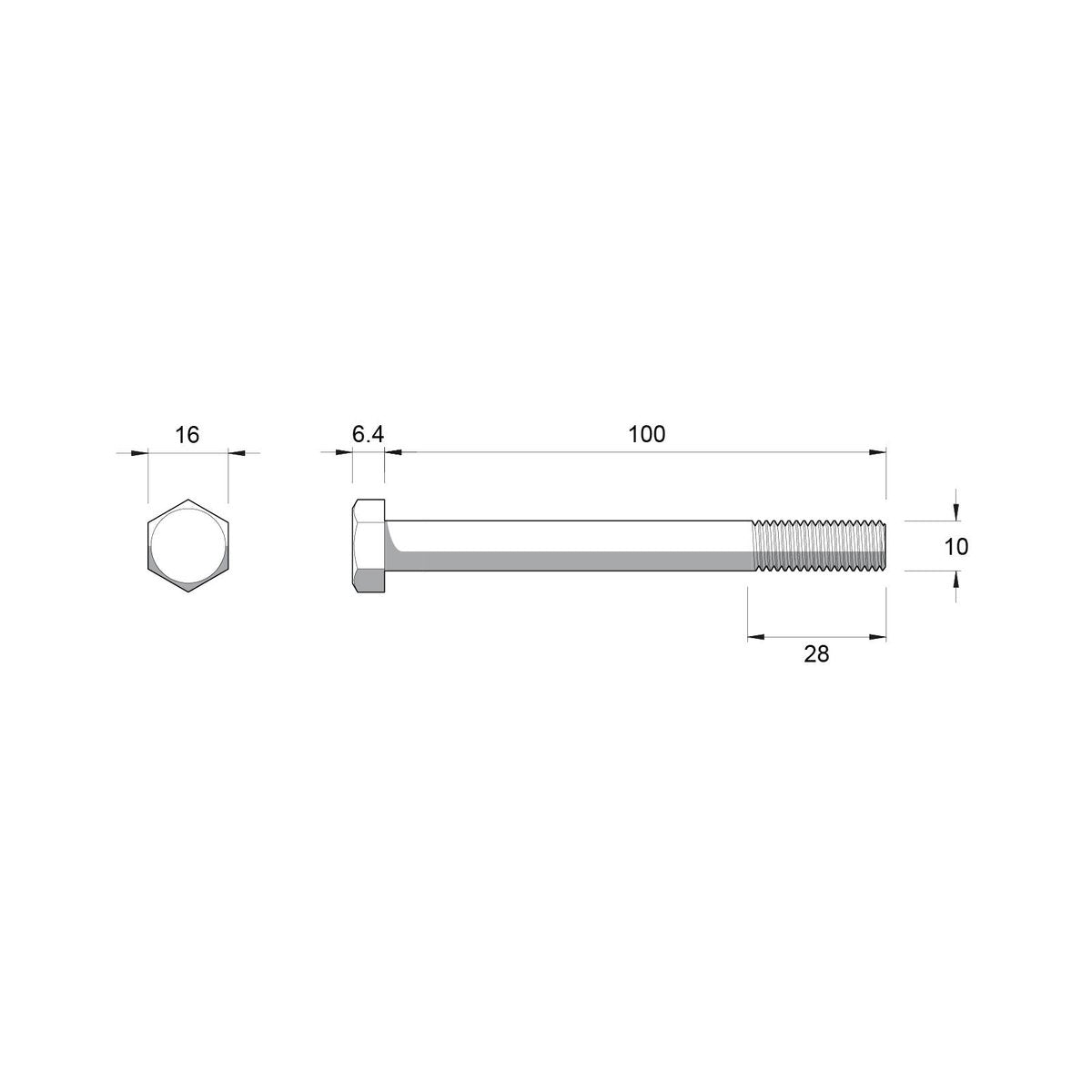 Zenith Hex Head Bolt - M10 x 100mm - 25 Pack - Stainless Steel 304 - Rust Resistant - SuperSaverAU - view 2