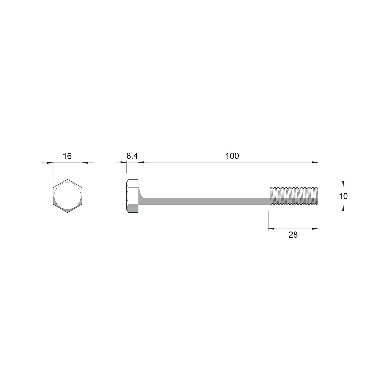 Zenith M10 x 100mm Stainless Steel 304 Hex Head Bolt and Nut