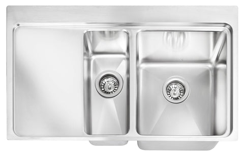 Artusi Parklane 1 and 1/3 Bowl Sink with Left Hand Drainer - AISI 304 Satin Stainless Steel - PARKLANE