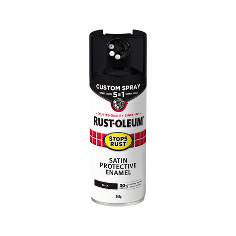Rust-Oleum Stops Rust Custom 5 In 1 Spray Paint 340g - Black Satin Splatter-Resistant
