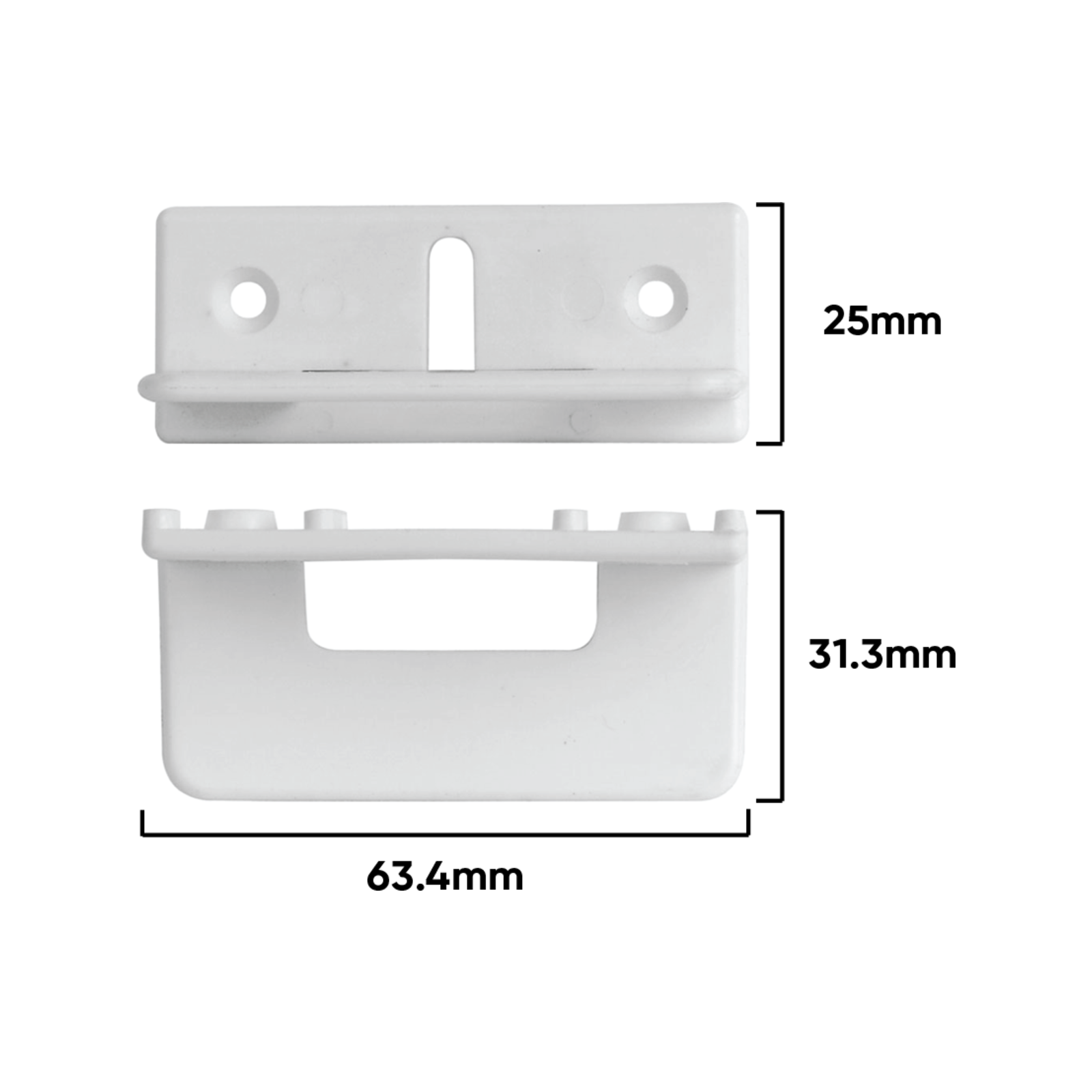Rolltrak 64mm White Plastic Timber Door Floor Guide