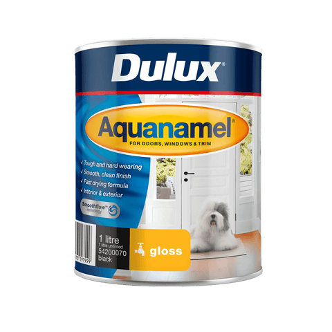 Dulux Aquanamel 1L Gloss Black Enamel Paint