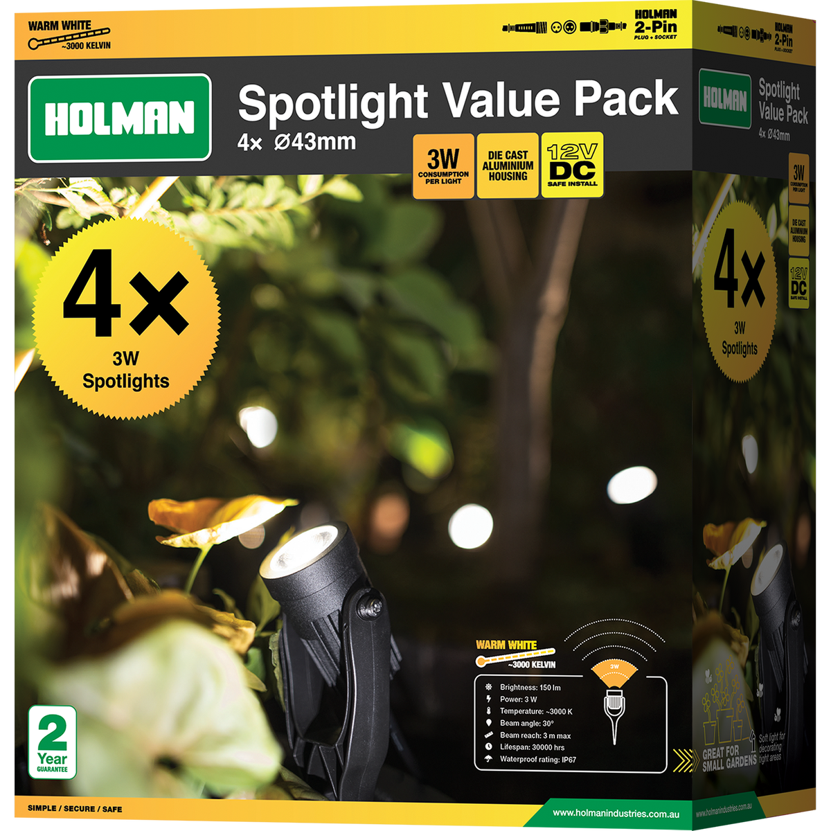 Holman Spotlight Value Pack - 43mm - Warm White - Dimmable IP67 - SuperSaverAU - view 3