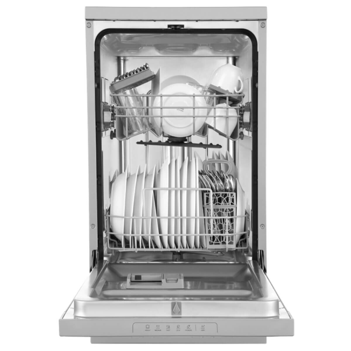 Haier 45cm Compact Freestanding Dishwasher - 10 Place Settings - Silver - Hygiene Wash - HDW10F1S1