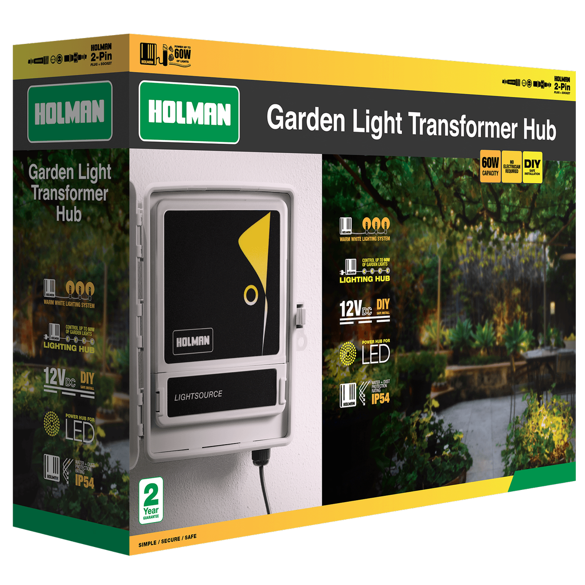 Holman 60W 12V Warm White Garden Light Transformer Hub Manual Lightsource Controller CLW60