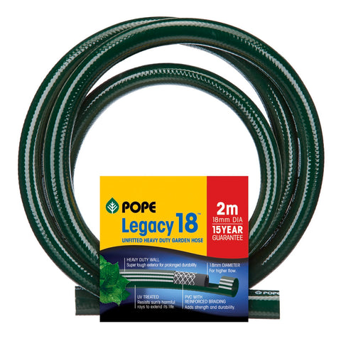 Pope 18mm x 2m Legacy18 Green PVC Unfitted Garden Hose UV Resistant Outdoor