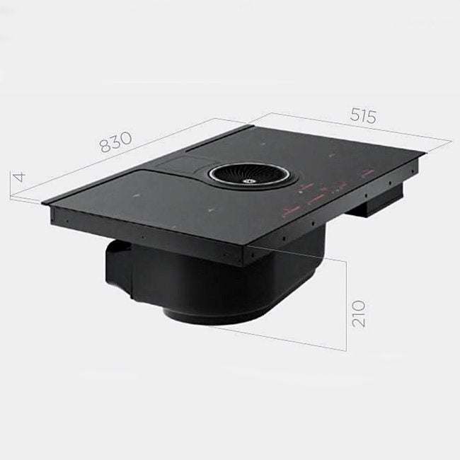 Elica 83cm Induction Cooktop with Ducted Ventilation - Black Glass, 9 Fan Speeds - NIKOLATESLAHPBLA83