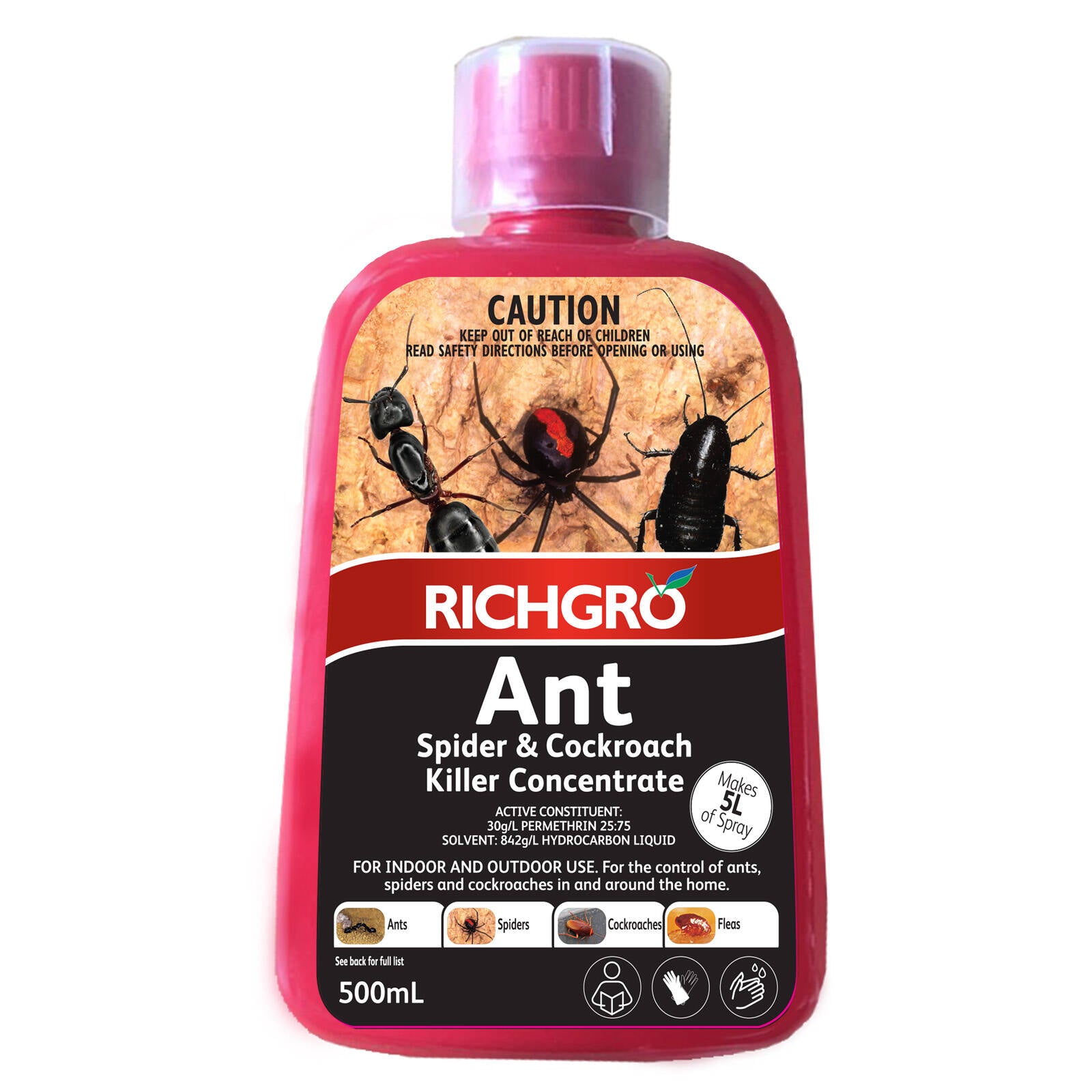 Richgro 500ml Ant Spider and Cockroach Killer Concentrate Indoor Outdoor