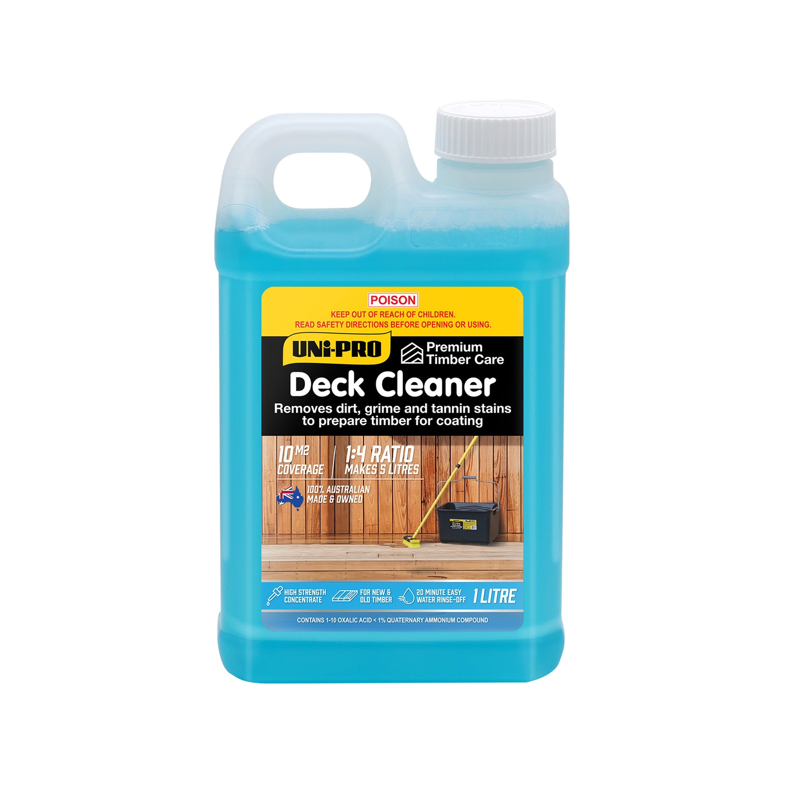 Uni-Pro Deck Cleaner Concentrate, 1L, Exterior Water-Based Timber Cleaner
