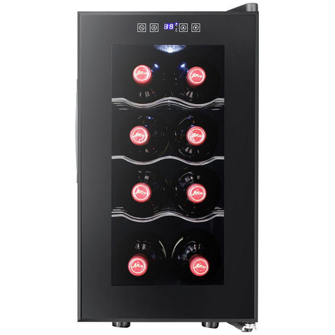 Little Cave 8 Bottle Single Zone Thermoelectric Wine Cooler - Black Cabinet, Touch Control, UV Glass - LCT8SB