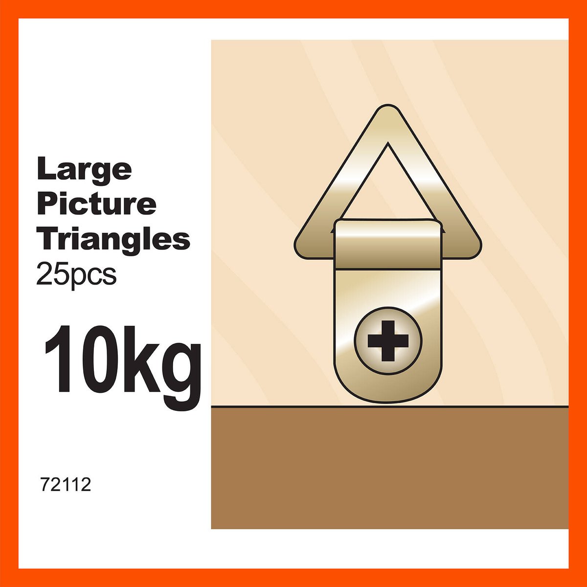 Everhang 10kg Brass Plated Steel Picture Hanging Triangle D-Ring - 25 Pack