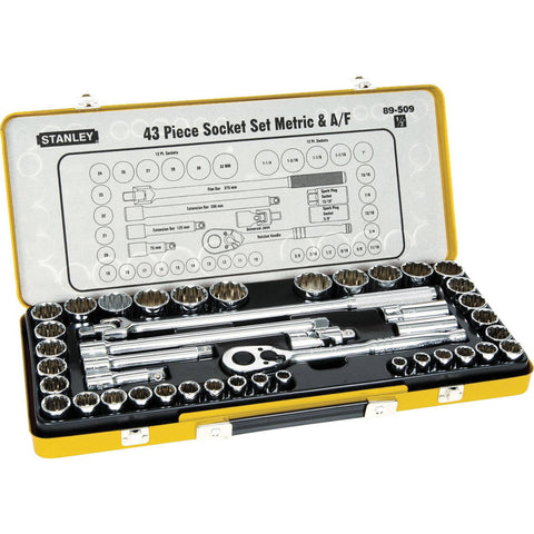 Stanley 43 Piece 1/2" Drive Metric & Imperial Socket Set with Case
