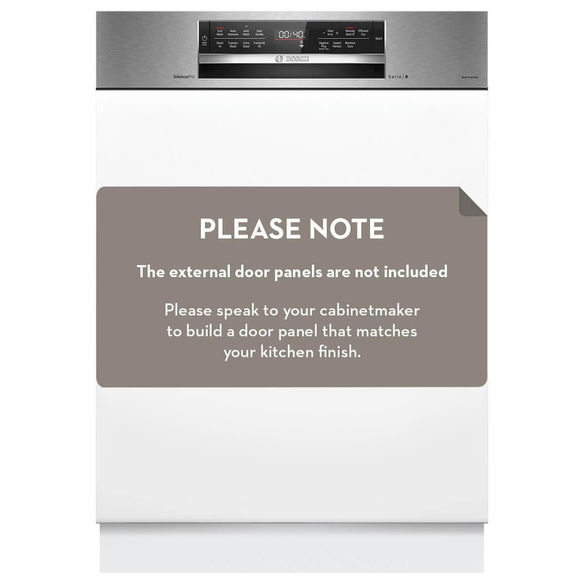 Bosch 60cm Series 8 Semi Integrated Dishwasher - 15 Place Settings - Brushed Steel - SBI8ECS01A
