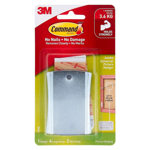 Command Jumbo Metal Picture Hanger - 1pk - Damage-Free - 3.6kg Capacity - SuperSaverAU - view 1