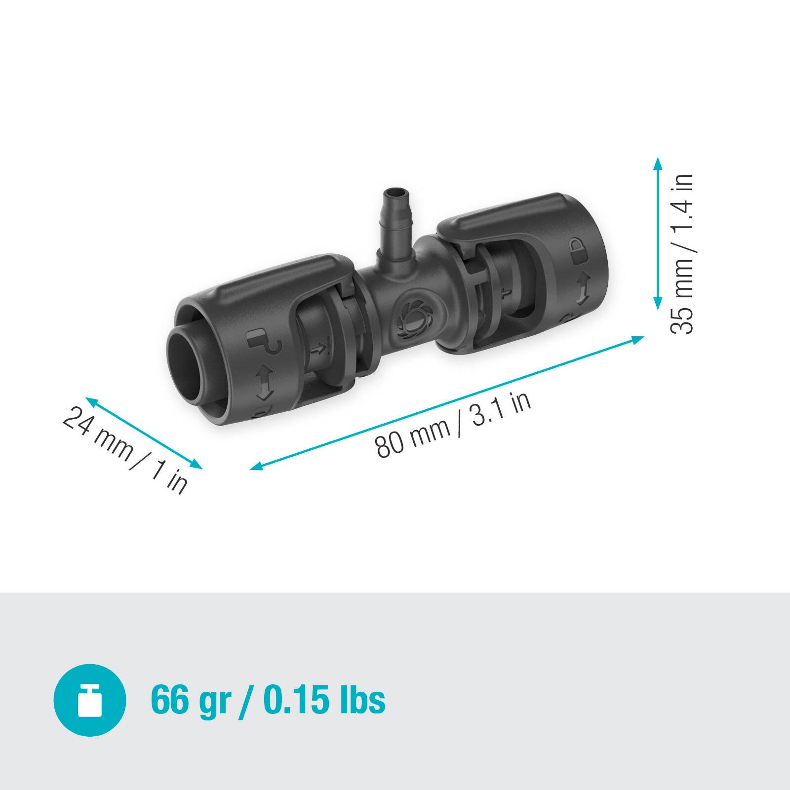 GARDENA 13mm to 4.6mm Micro Irrigation T-Joint in Black High-Impact Plastic, 5 Pack