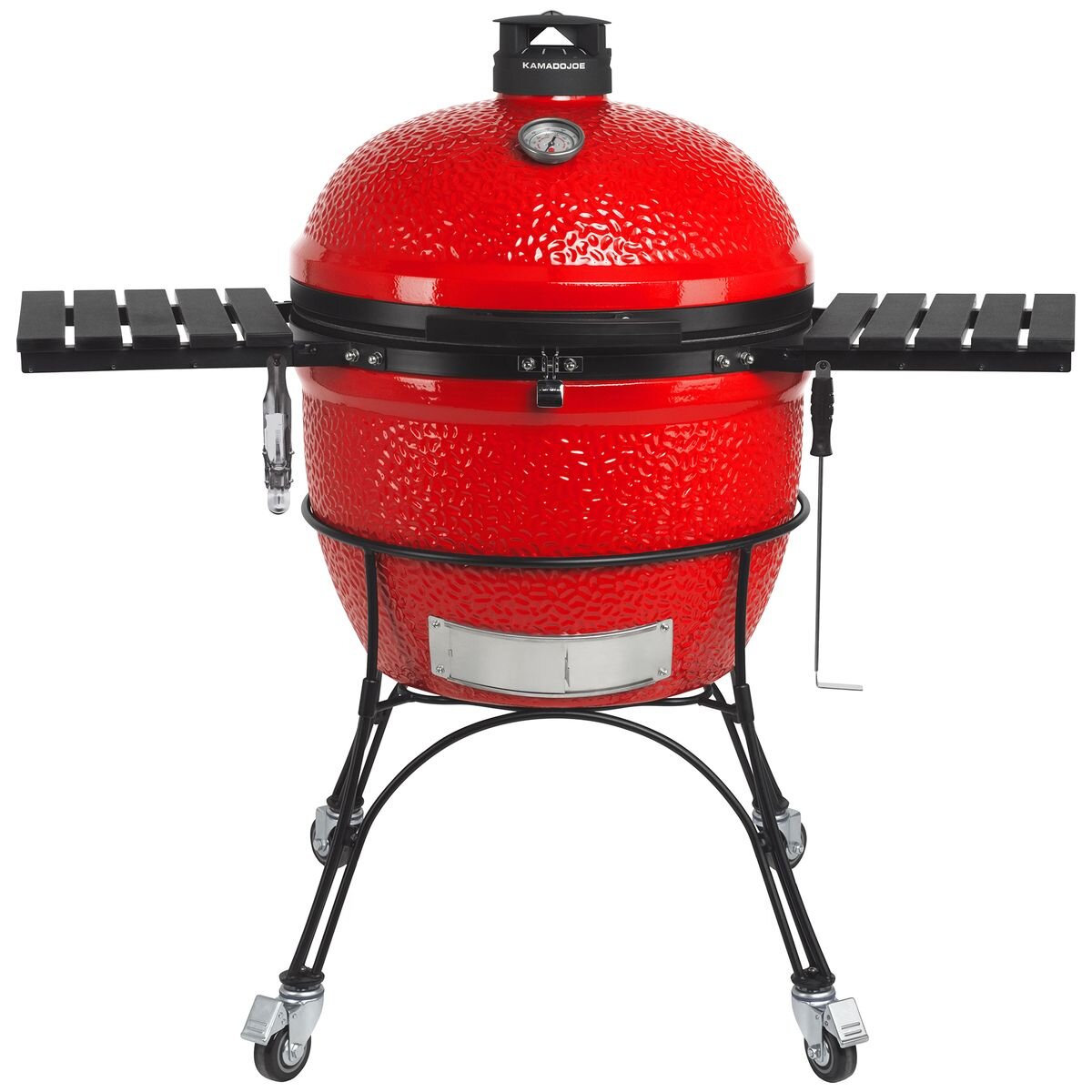 Kamado Joe Big Joe II Ceramic Grill - Red, 61cm Surface, Air Lift Hinge, Folding Side Shelves - BJ24RHC