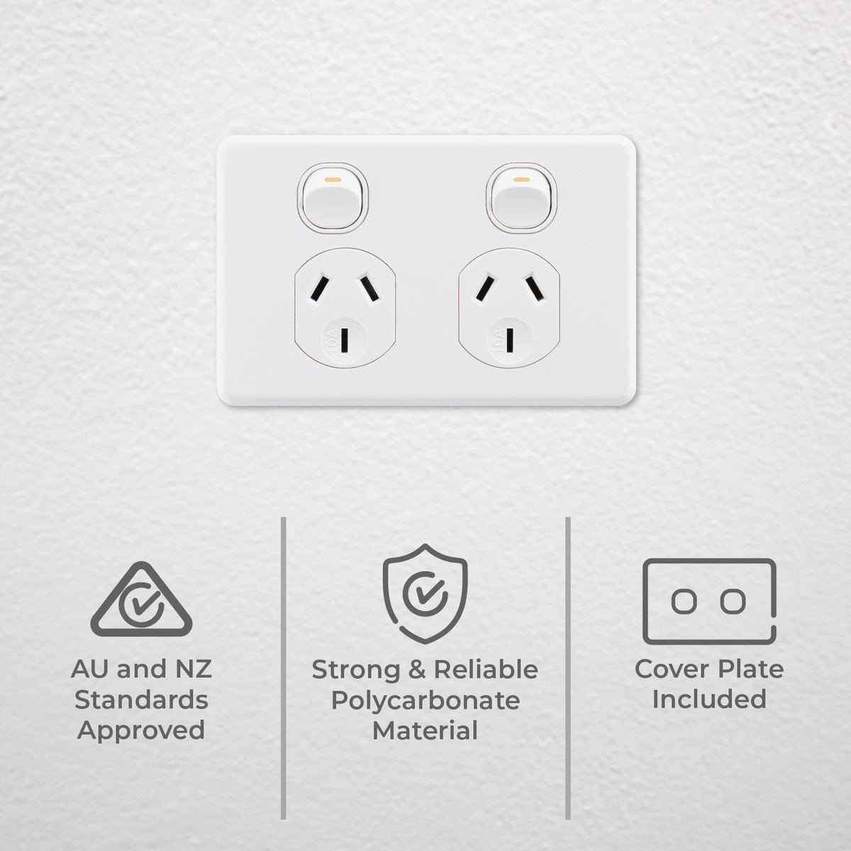 DETA X6 Double Power Point 10 Pack White Polycarbonate 10A 250V