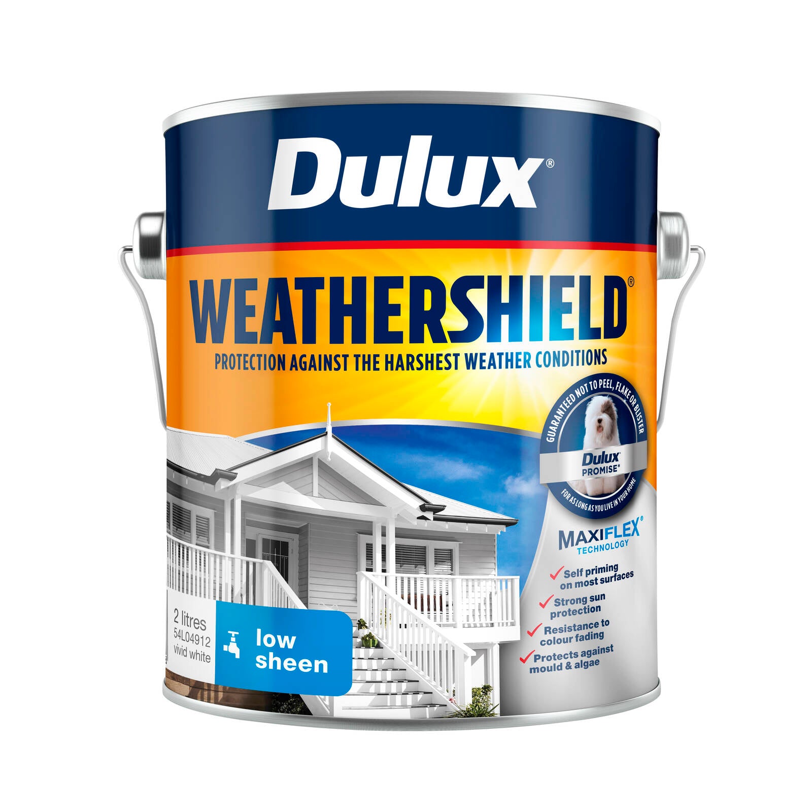 Dulux Weathershield 2L Vivid White Low Sheen Exterior Paint