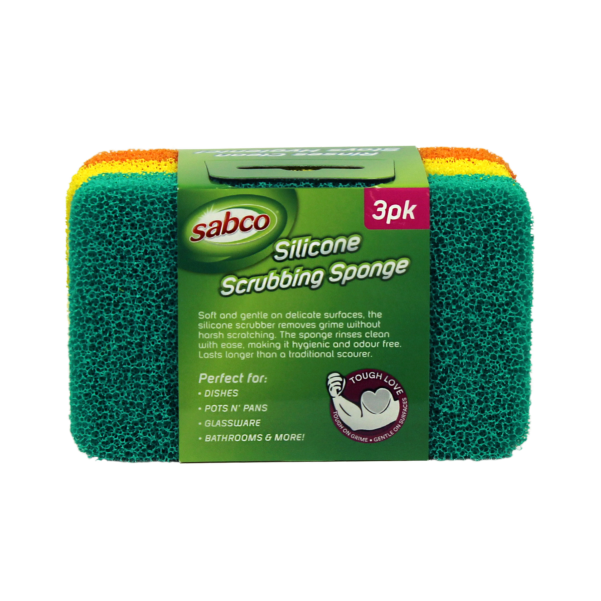 Sabco Silicone Scrubbing Sponge - 3 Pack - Non Scratch - Multi Use - SuperSaverAU - view 2