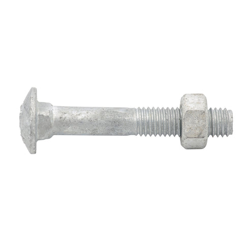 Zenith M8 x 50mm Hot Dipped Galvanised Cup Head Bolt and Nut - 4.6 Grade Steel, Each
