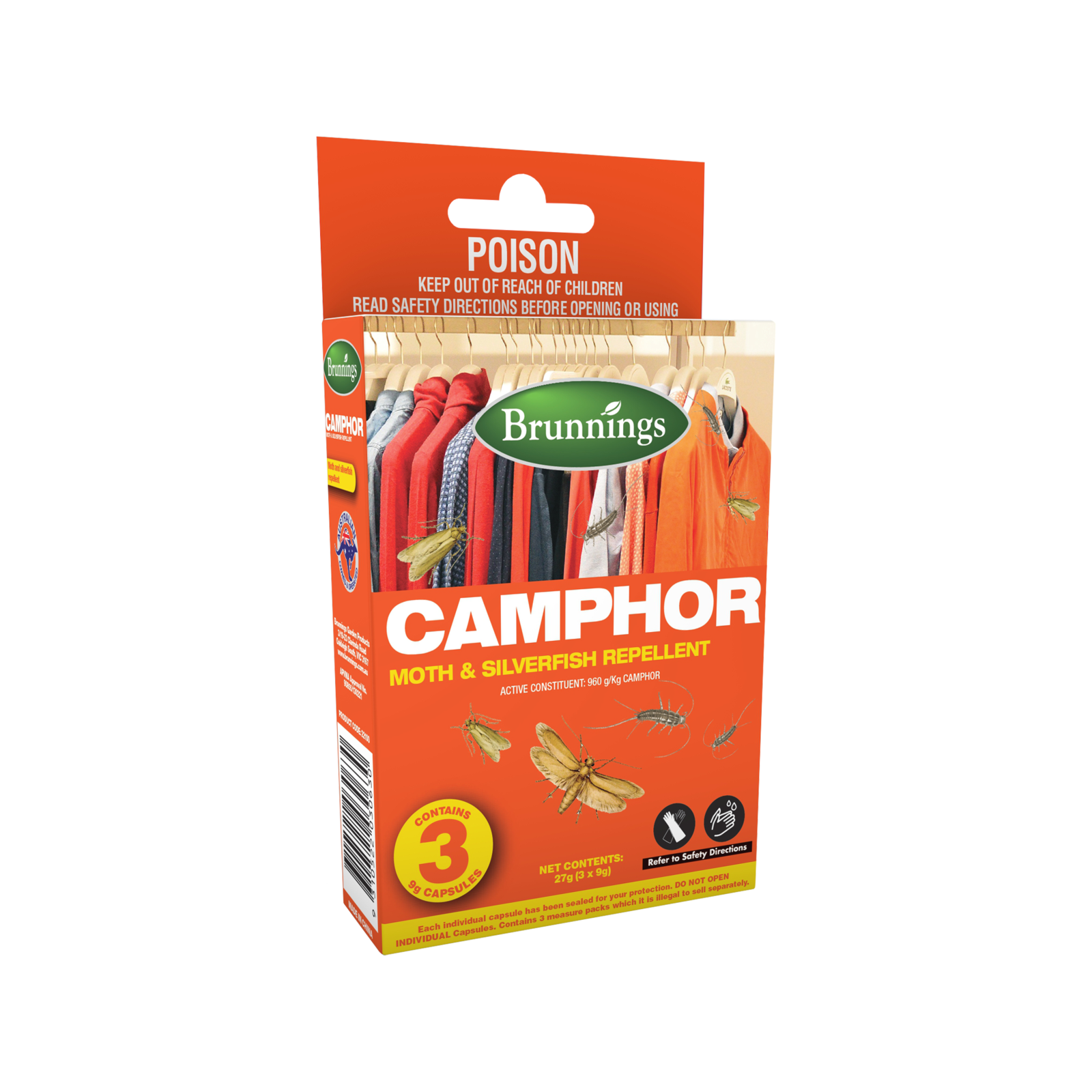 Brunnings Camphor Moth and Silverfish Repellent - 3 Pack Indoor