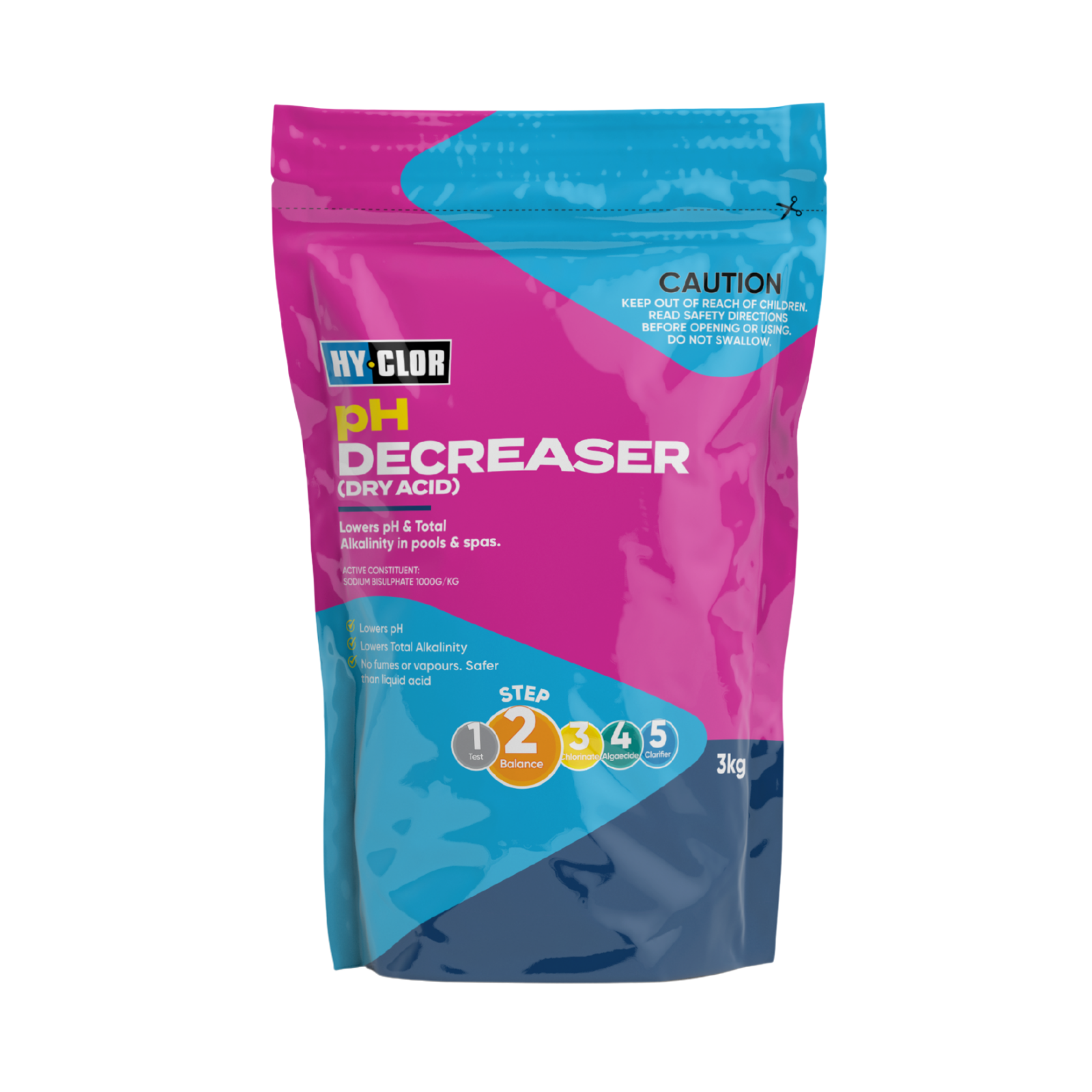 Hy-Clor Dry Acid pH Decreaser 3kg Sodium Bisulphate Soft Pack