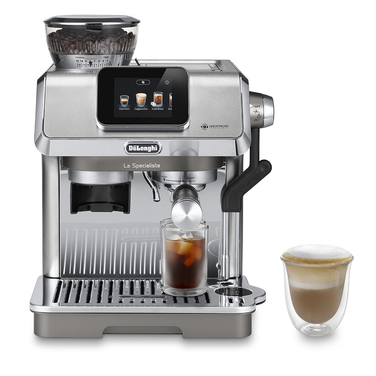 DeLonghi La Specialista Touch Manual Coffee Machine - Silver - 3.5-Inch Touch Display and 10 Recipes - EC9455M