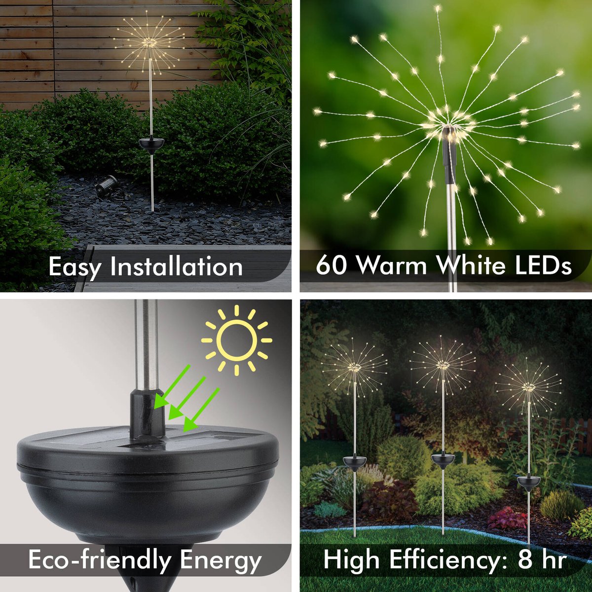 Arlec 60 Micro Warm White Solar LED Starburst Stake Light LVS305
