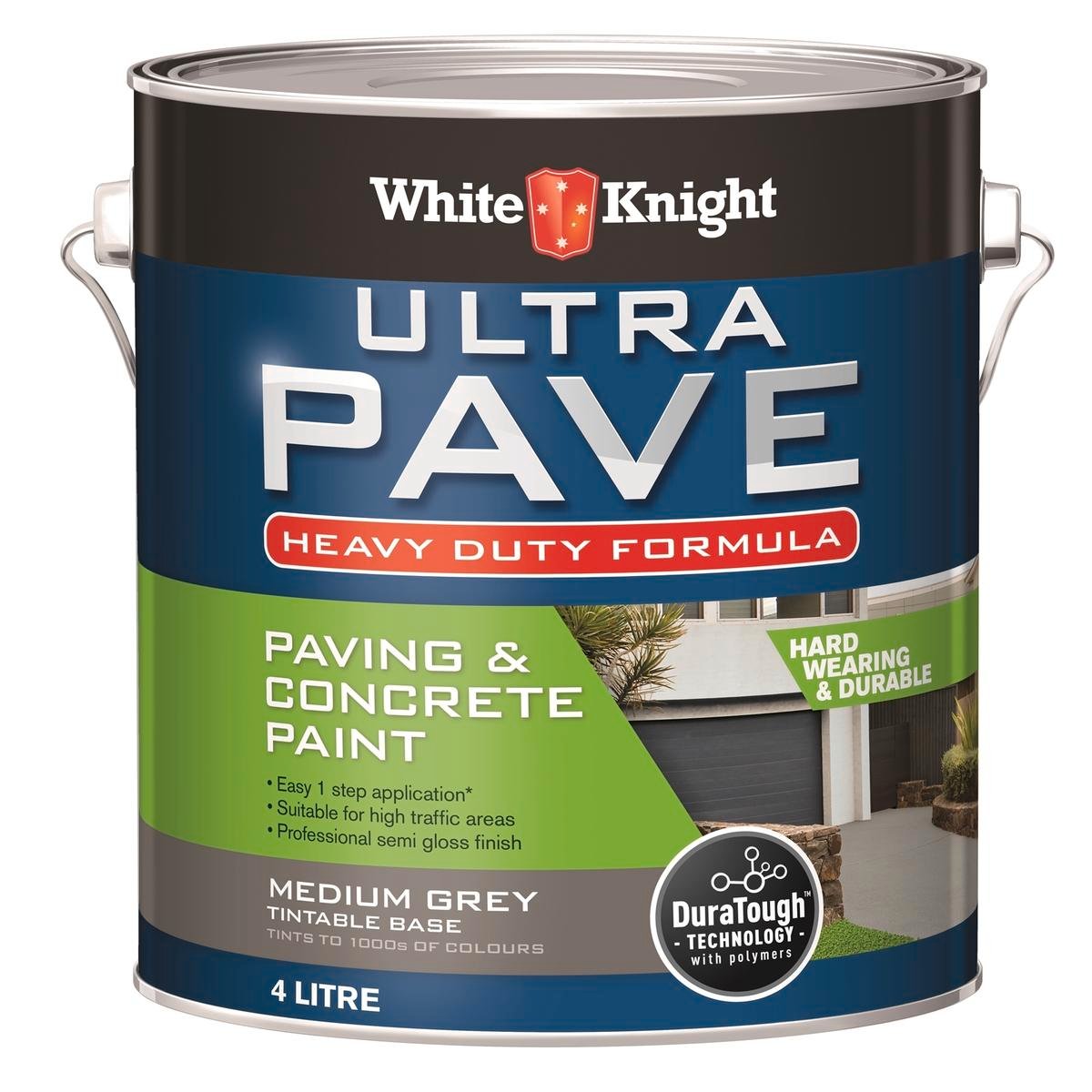 White Knight Ultra Pave Garage Floor Paint 4L Medium Grey - Heavy Duty - Durable Finish - SuperSaverAU - view 1