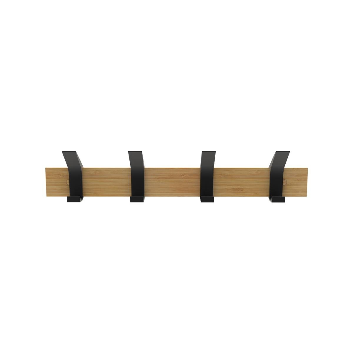 Mode 4 Black Bamboo Board Hat and Coat Rack - 4 Sliding Hooks - 450mm - SuperSaverAU - view 1