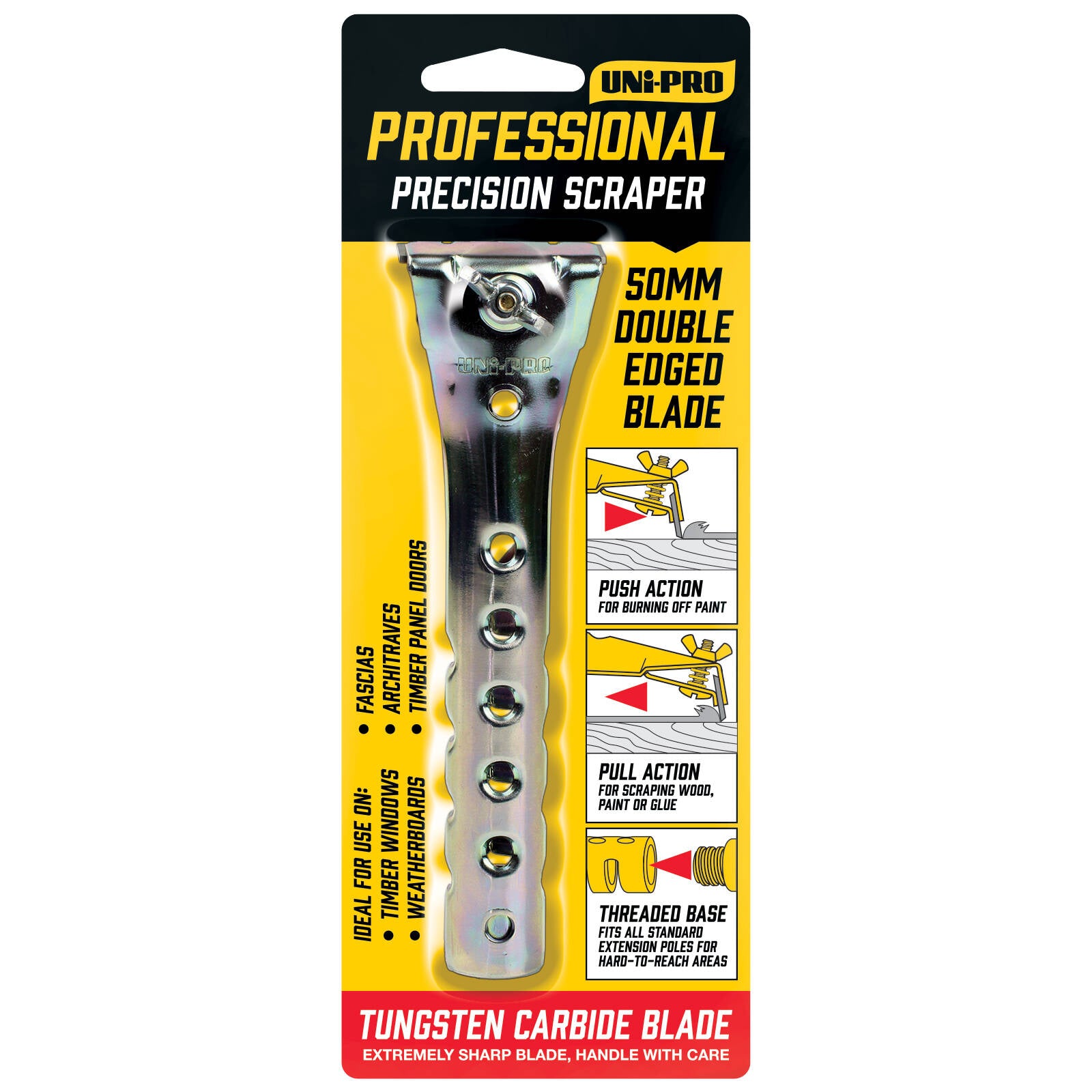 Uni-Pro Professional 50mm Tungsten Carbide Precision Scraper Steel